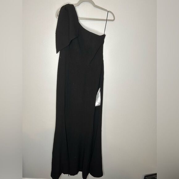 Dress the Population Georgina Bow One Shoulder Crepe Gown NWT - Picture 3 of 4